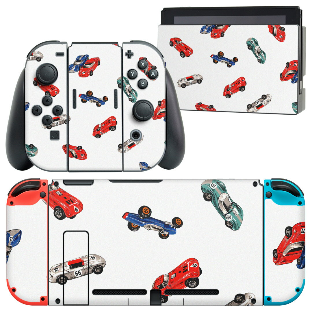 igsticker Nintendo Switch 用 デザインスキンシール 任天堂 ニンテンドー スイッチ 専用 本体ドック Joy-Con Joycon ジョイコン 専用 ゲーム機 カバー アクセサリー フィルム ステッカー 012278 車　ミニカー　柄