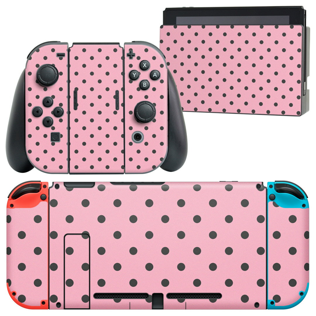 igsticker Nintendo Switch 用 デザインスキンシール 任天堂 ニンテンドー スイッチ 専用 本体ドック Joy-Con Joycon ジョイコン 専用 ゲーム機 カバー アクセサリー フィルム ステッカー 012326 ドット　水玉　かわいい
