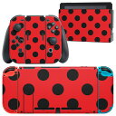 igsticker Nintendo Switch 用 デザインスキンシール 任天堂 ニンテンドー スイッチ 専用 本体ドック Joy-Con Joycon ジョイコン 専用 ゲーム機 カバー アクセサリー フィルム ステッカー 012332 赤 黒 ドット(2)