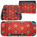 igsticker Nintendo Switch 用 デザインスキンシール 任天堂 ニンテンドー スイッチ 専用 本体ドック Joy-Con Joycon ジョイコン 専用 ゲーム機 カバー アクセサリー フィルム ステッカー 012358 星 赤 青(2)