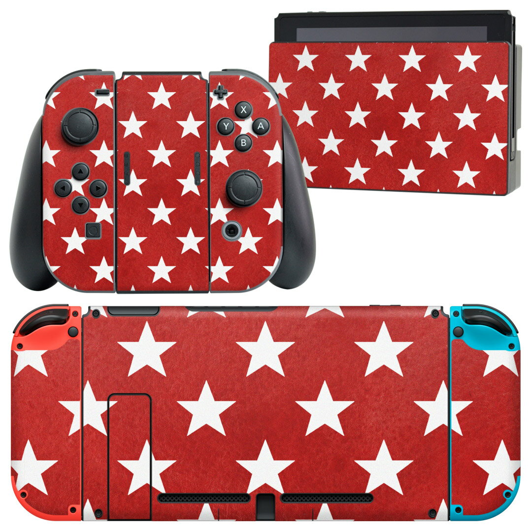 製品名 Nintendo Switch 本体裏面＆ドック正面＆ジョイコン専用 デザインスキンシール セット内容 Nintendo Switch 本体＆ドック＆ジョイコン用スキンシール（各1枚） ニンテンドースイッチ専用です。携帯機のSwitch LiteやProコンには対応していません。 商品特徴 再剥離性シートを素材に採用し、細かな位置調整がしやすく貼り直しが容易です。専用の業務プリンターを使い、商品画像と遜色のない美しい印刷仕上がり。 注意事項 画像はサンプルですので、ご覧の環境によっては多少色味に違いを感じる場合がございます。 イメージと違った、モニターと色味が異なるという理由での交換や返金はご対応出来かねます。スキンシールのみの販売で、ニンテンドースイッチ本体などは付属しません。シワができた場合、ドライヤーなどで軽く温め、外側に向けてシワを伸ばすように貼ってください。初回貼付時の位置調整や貼り直しは可能ですが、しっかりと押し付けて接着させた後の再剥離、再利用は保証しておりません。また接着部に油分や汚れが付着しますと角の部分は剥がれやすくなりますので、貼付時はあまり触れないようにご注意ください。無地のセミグロスシートにデザインをプリントした商品で、デコなどの加工はございません。 凹凸や光沢があるように見えたり布地や金属を素材にしたように見える商品もありますが、デザインの図版によるものです。印刷時に微妙な画像のズレが生じる場合がございます。ご注文後に1点1点制作する受注生産品の為、不良品以外のご返品や交換は固くお断りします。当店における繰り返しの実機テストでは問題ありませんでしたが、経過年数や使用環境により、シールを剥がす際に本体の塗装が一部剥がれる可能性があります。恐れ入りますが、万が一そのような状況になった場合でも当店ではゲーム機本体の保証は出来かねますので、予めご理解の上お求めください。 商品発送 完全受注生産のハンドメイド商品となりますので、既製品と比べて発送までお時間を頂いています。 基本的に決済確認後2?3営業日、最大で10営業日での発送となります。繁忙期や休業日明けの場合はさらに時間がかかる場合があります。 その際には別途メールにてご連絡致します。メール便の場合、発送日から到着までに2?4日ほどかかる場合が多く、紛失などの保障もご対応できかねます。あらかじめご了承下さい。