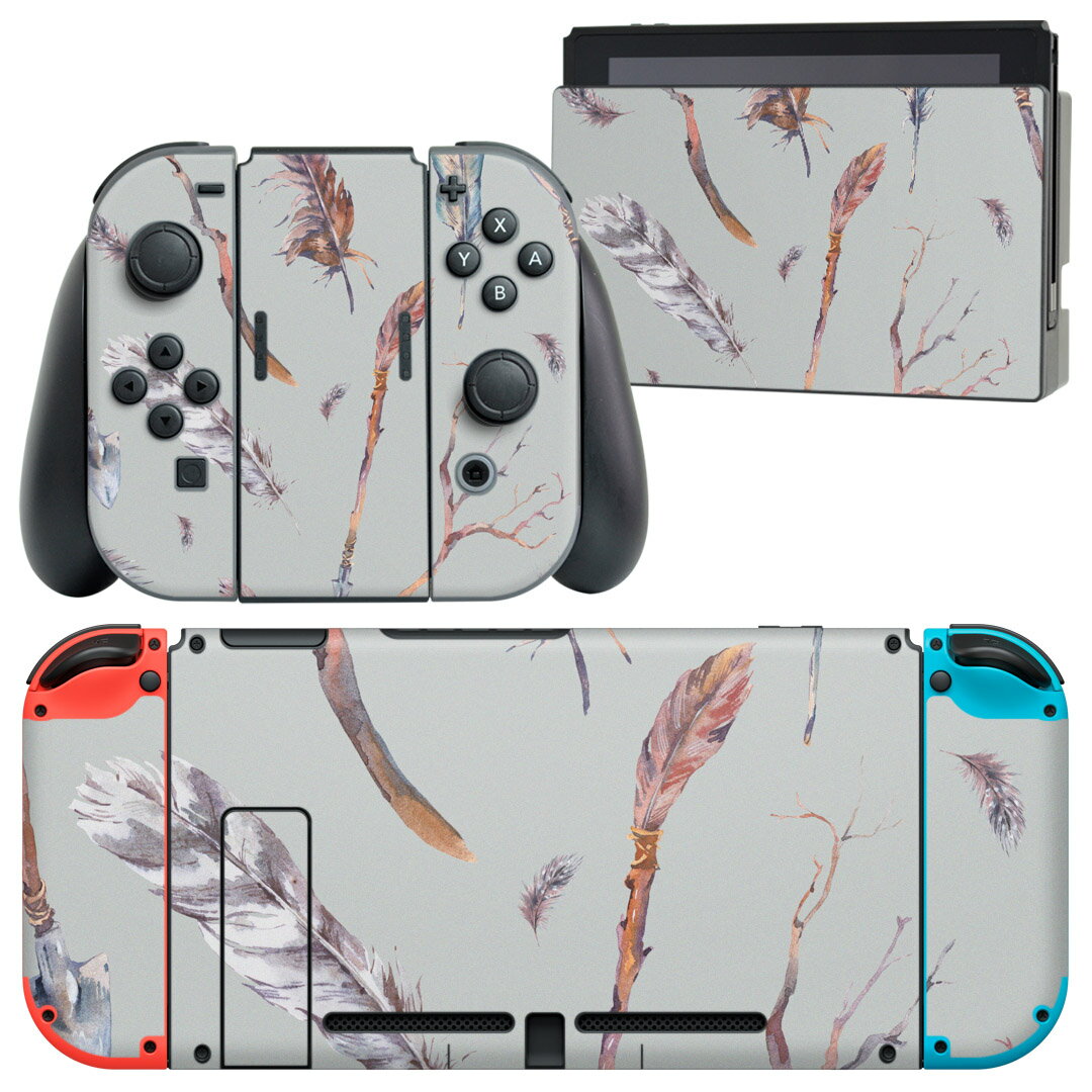 igsticker Nintendo Switch 用 デザインスキンシール 任天堂 ニンテンドー スイッチ 専用 本体ドック Joy-Con Joycon ジョイコン 専用 ゲーム機 カバー アクセサリー フィルム ステッカー 012378 羽　矢　木