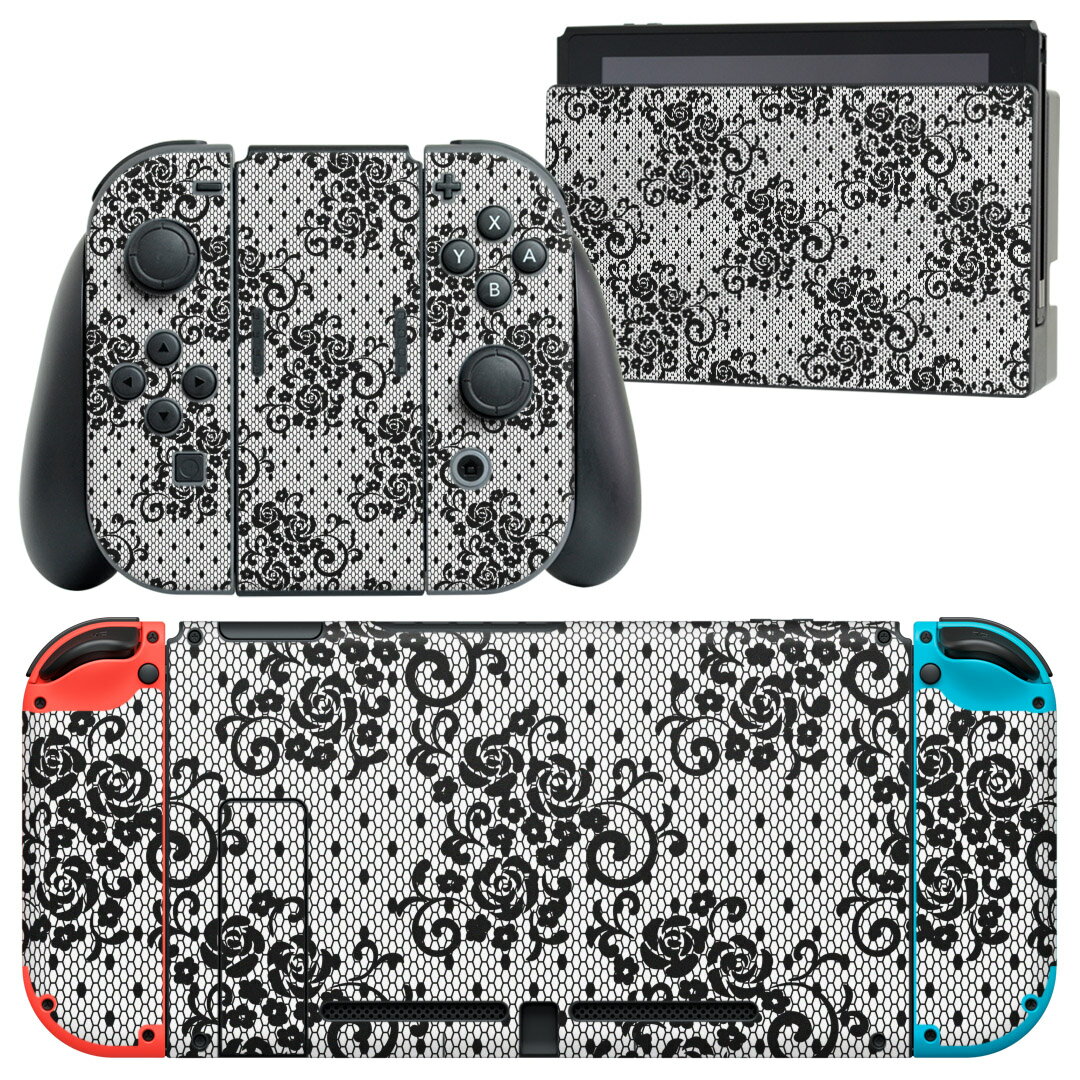 igsticker Nintendo Switch 用 デザインスキンシール 任天堂 ニンテンドー スイッチ 専用 本体ドック Joy-Con Joycon ジョイコン 専用 ゲーム機 カバー アクセサリー フィルム ステッカー 012398 バラ　花　ドット