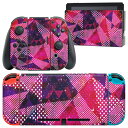 igsticker Nintendo Switch 用 デザインスキンシール 任天堂 ニンテンドー スイッチ 専用 本体ドック Joy-Con Joycon ジョイコン 専用 ゲーム機 カバー アクセサリー フィルム ステッカー 012429 ドット ボーダー ピンク(2)