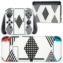 igsticker Nintendo Switch 用 デザインスキンシール 任天堂 ニンテンドー スイッチ 専用 本体ドック Joy-Con Joycon ジョイコン 専用 ゲーム機 カバー アクセサリー フィルム ステッカー 012435 ダイア ボーダー モノトーン(2)