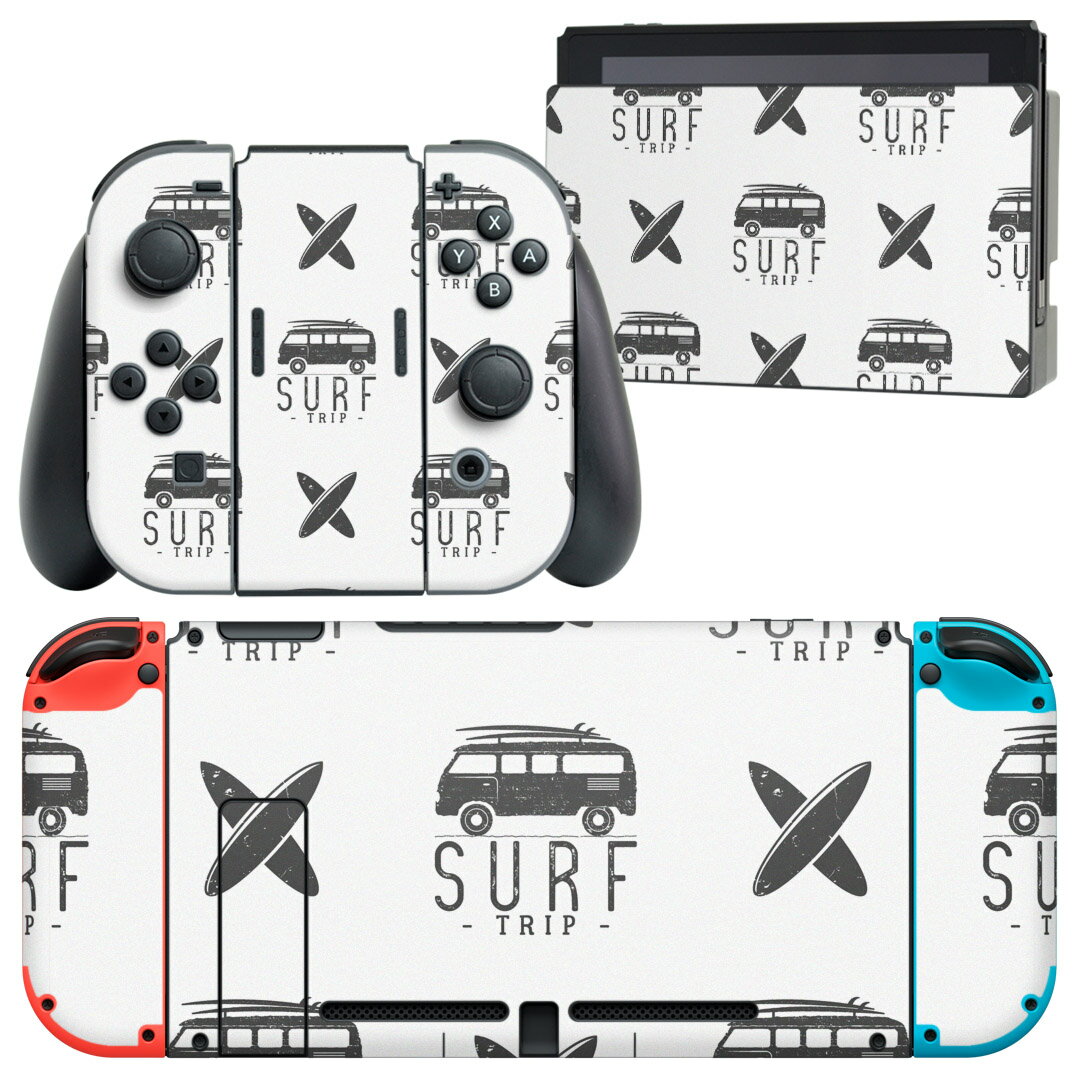 igsticker Nintendo Switch 用 デザインスキンシール 任天堂 ニンテンドー スイッチ 専用 本体ドック Joy-Con Joycon ジョイコン 専用 ゲーム機 カバー アクセサリー フィルム ステッカー 012459 サーフ 車 モノトーンモノトーン