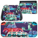 igsticker Nintendo Switch 用 デザインスキンシール 任天堂 ニンテンドー スイッチ 専用 本体ドック Joy-Con Joycon ジョイコン 専用 ゲーム機 カバー アクセサリー フィルム ステッカー 012528 車 バス ネイビー(2)