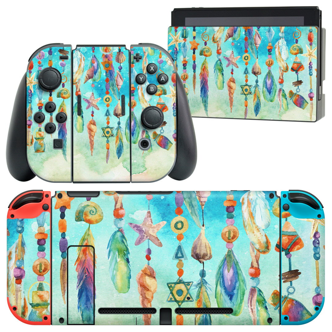 igsticker Nintendo Switch 用 デザインスキンシール 任天堂 ニンテンドー スイッチ 専用 本体ドック Joy-Con Joycon ジョイコン 専用 ゲーム機 カバー アクセサリー フィルム ステッカー 012535 貝　海　夏