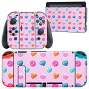 igsticker Nintendo Switch 用 デザインスキンシール 任天堂 ニンテンドー スイッチ 専用 本体ドック Joy-Con Joycon ジョイコン 専用 ゲーム機 カバー アクセサリー フィルム ステッカー 012587 ハート ポップ かわいい