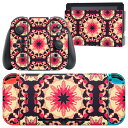 igsticker Nintendo Switch 用 デザインスキンシール 任天堂 ニンテンドー スイッチ 専用 本体ドック Joy-Con Joycon ジョイコン 専用 ゲーム機 カバー アクセサリー フィルム ステッカー 012592 赤 黒 模様(2)
