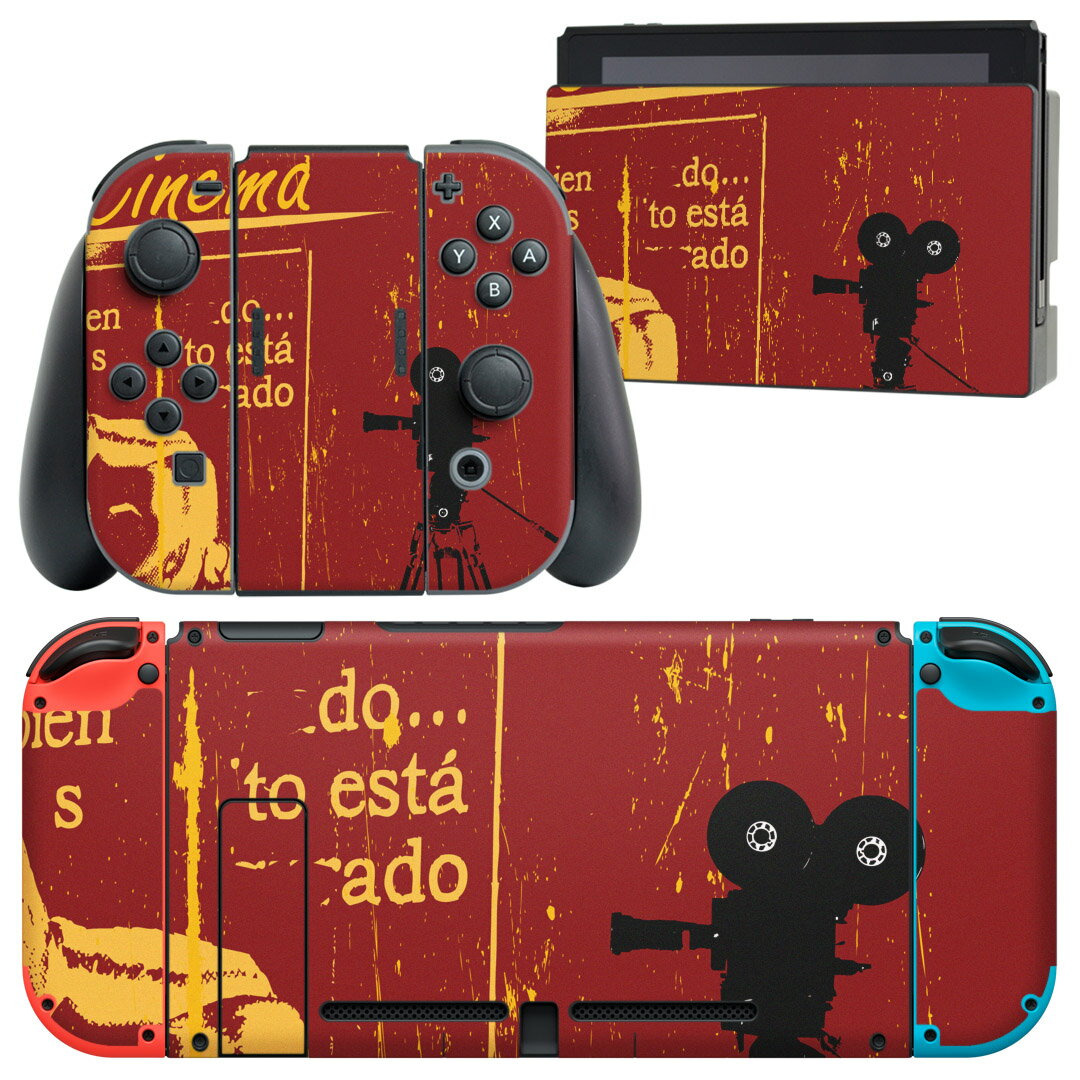 igsticker Nintendo Switch 用 デザインスキンシール 任天堂 ニンテンドー スイッチ 専用 本体ドック Joy-Con Joycon ジョイコン 専用 ゲーム機 カバー アクセサリー フィルム ステッカー 012643 カメラ　赤　女性
