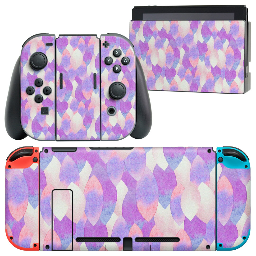 igsticker Nintendo Switch 用 デザインスキンシール 任天堂 ニンテンドー スイッチ 専用 本体ドック Joy-Con Joycon ジョイコン 専用 ゲーム機 カバー アクセサリー フィルム ステッカー 012695 パステル 水彩
