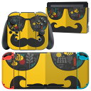 igsticker Nintendo Switch 用 デザインスキンシール 任天堂 ニンテンドー スイッチ 専用 本体ドック Joy-Con Joycon ジョイコン 専用 ゲーム機 カバー アクセサリー フィルム ステッカー 012748 サングラス ヒゲ 黄色