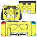 igsticker Nintendo Switch 用 デザインスキンシール 任天堂 ニンテンドー スイッチ 専用 本体ドック Joy-Con Joycon ジョイコン 専用 ゲーム機 カバー アクセサリー フィルム ステッカー 012769 サングラス 黄色 英字