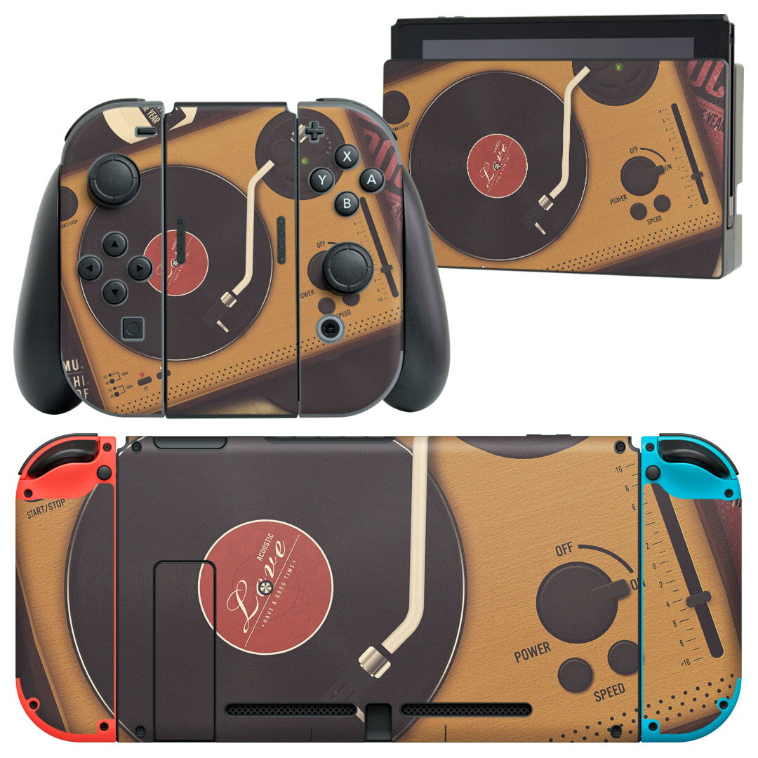 igsticker Nintendo Switch 用 デザインスキンシール 任天堂 ニンテンドー スイッチ 専用 本体ドック Joy-Con Joycon ジョイコン 専用 ゲーム機 カバー アクセサリー フィルム ステッカー 012918 ラジカセ　音楽　カセット