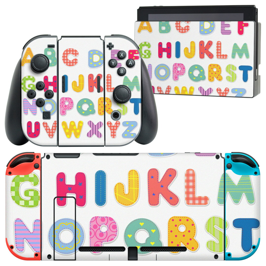 igsticker Nintendo Switch 用 デザインスキンシール 任天堂 ニンテンドー スイッチ 専用 本体ドック Joy-Con Joycon ジョイコン 専用 ゲーム機 カバー アクセサリー フィルム ステッカー 013169 アルファベット 英語