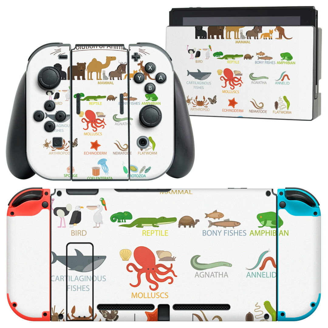 igsticker Nintendo Switch 用 デザインスキンシール 任天堂 ニンテンドー スイッチ 専用 本体ドック Joy-Con Joycon ジョイコン 専用 ゲーム機 カバー アクセサリー フィルム ステッカー 013223 動物 生き物 海