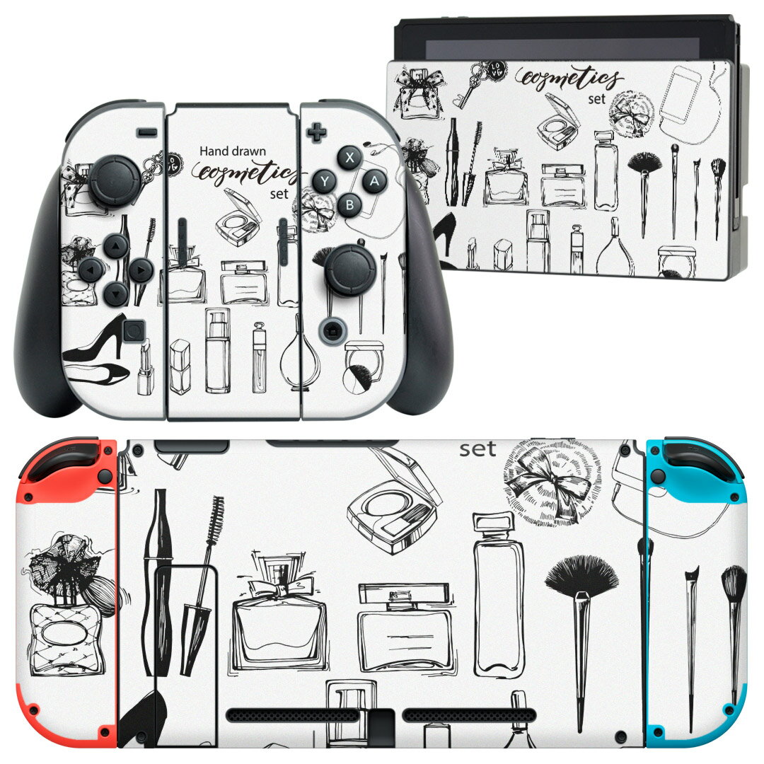 igsticker Nintendo Switch 用 デザインスキンシール 任天堂 ニンテンドー スイッチ 専用 本体ドック Joy-Con Joycon ジョイコン 専用 ゲーム機 カバー アクセサリー フィルム ステッカー 013228 おしゃれモノトーンモノトーン 香水