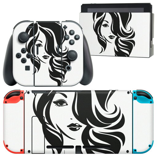 igsticker Nintendo Switch 用 デザインスキンシール 任天堂 ニンテンドー スイッチ 専用 本体ドック Joy-Con Joycon ジョイコン 専用 ゲーム機 カバー アクセサリー フィルム ステッカー 013233 女性 イラスト モノトーン igsticker Nintendo Switch 用 デザインスキンシール 任天堂 ニンテンドー スイッチ 専用 本体ドック Joy-Con Joycon ジョイコン 専用 ゲーム機 カバー アクセサリー フィルム ステッカー 013233 女性 イラスト モノトーン