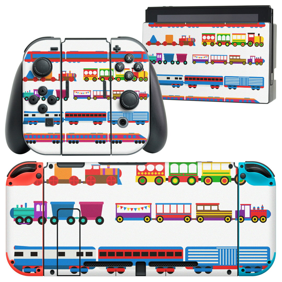 igsticker Nintendo Switch 用 デザインスキンシール 任天堂 ニンテンドー スイッチ 専用 本体ドック Joy-Con Joycon ジョイコン 専用 ゲーム機 カバー アクセサリー フィルム ステッカー 013251 乗り物 電車