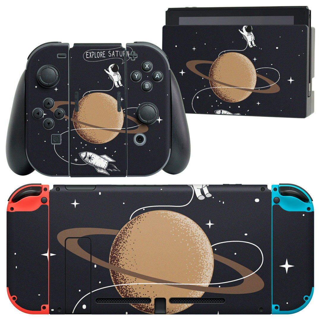 igsticker Nintendo Switch 用 デザインスキンシール 任天堂 ニンテンドー スイッチ 専用 本体ドック Joy-Con Joycon ジョイコン 専用 ゲーム機 カバー アクセサリー フィルム ステッカー 013340 宇宙　惑星　星