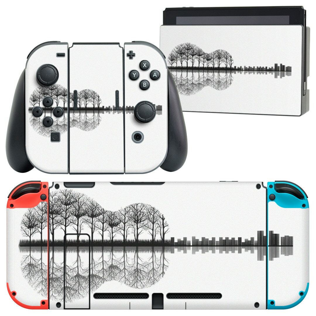 igsticker Nintendo Switch 用 デザインスキンシール 任天堂 ニンテンドー スイッチ 専用 本体ドック Joy-Con Joycon ジョイコン 専用 ゲーム機 カバー アクセサリー フィルム ステッカー 013413 木 シルエット 景色