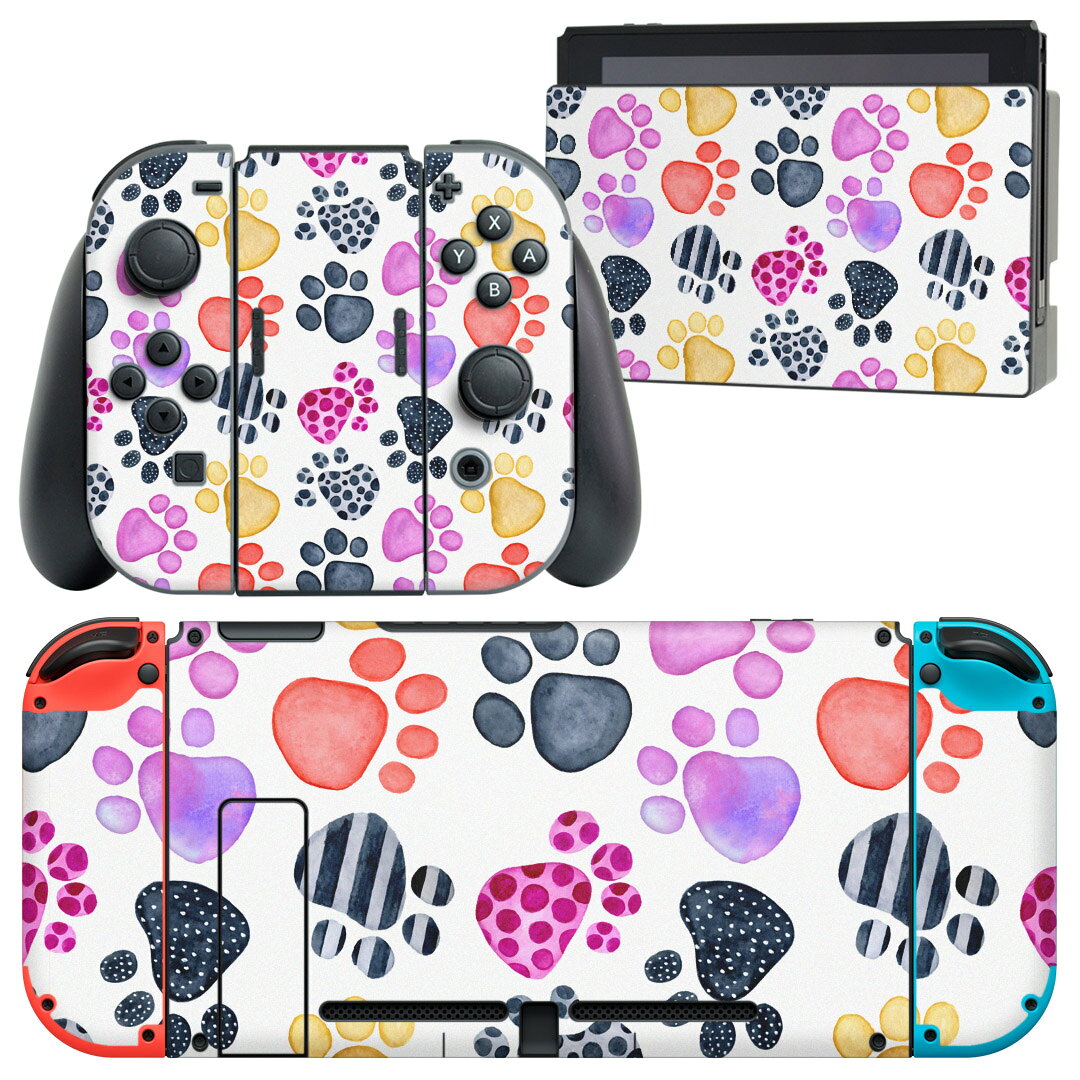 製品名 Nintendo Switch 本体裏面＆ドック正面＆ジョイコン専用 デザインスキンシール セット内容 Nintendo Switch 本体＆ドック＆ジョイコン用スキンシール（各1枚） ニンテンドースイッチ専用です。携帯機のSwitch LiteやProコンには対応していません。 商品特徴 再剥離性シートを素材に採用し、細かな位置調整がしやすく貼り直しが容易です。専用の業務プリンターを使い、商品画像と遜色のない美しい印刷仕上がり。 注意事項 画像はサンプルですので、ご覧の環境によっては多少色味に違いを感じる場合がございます。 イメージと違った、モニターと色味が異なるという理由での交換や返金はご対応出来かねます。スキンシールのみの販売で、ニンテンドースイッチ本体などは付属しません。シワができた場合、ドライヤーなどで軽く温め、外側に向けてシワを伸ばすように貼ってください。初回貼付時の位置調整や貼り直しは可能ですが、しっかりと押し付けて接着させた後の再剥離、再利用は保証しておりません。また接着部に油分や汚れが付着しますと角の部分は剥がれやすくなりますので、貼付時はあまり触れないようにご注意ください。無地のセミグロスシートにデザインをプリントした商品で、デコなどの加工はございません。 凹凸や光沢があるように見えたり布地や金属を素材にしたように見える商品もありますが、デザインの図版によるものです。印刷時に微妙な画像のズレが生じる場合がございます。ご注文後に1点1点制作する受注生産品の為、不良品以外のご返品や交換は固くお断りします。当店における繰り返しの実機テストでは問題ありませんでしたが、経過年数や使用環境により、シールを剥がす際に本体の塗装が一部剥がれる可能性があります。恐れ入りますが、万が一そのような状況になった場合でも当店ではゲーム機本体の保証は出来かねますので、予めご理解の上お求めください。 商品発送 完全受注生産のハンドメイド商品となりますので、既製品と比べて発送までお時間を頂いています。 基本的に決済確認後2?3営業日、最大で10営業日での発送となります。繁忙期や休業日明けの場合はさらに時間がかかる場合があります。 その際には別途メールにてご連絡致します。メール便の場合、発送日から到着までに2?4日ほどかかる場合が多く、紛失などの保障もご対応できかねます。あらかじめご了承下さい。