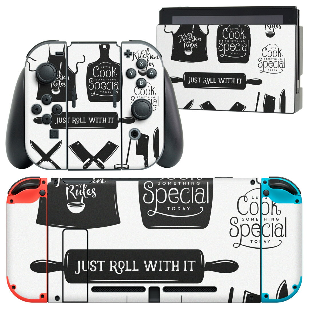 igsticker Nintendo Switch 用 デザインスキンシール 任天堂 ニンテンドー スイッチ 専用 本体ドック Joy-Con Joycon ジョイコン 専用 ゲーム機 カバー アクセサリー フィルム ステッカー 013517 料理　クッキング　キッチン