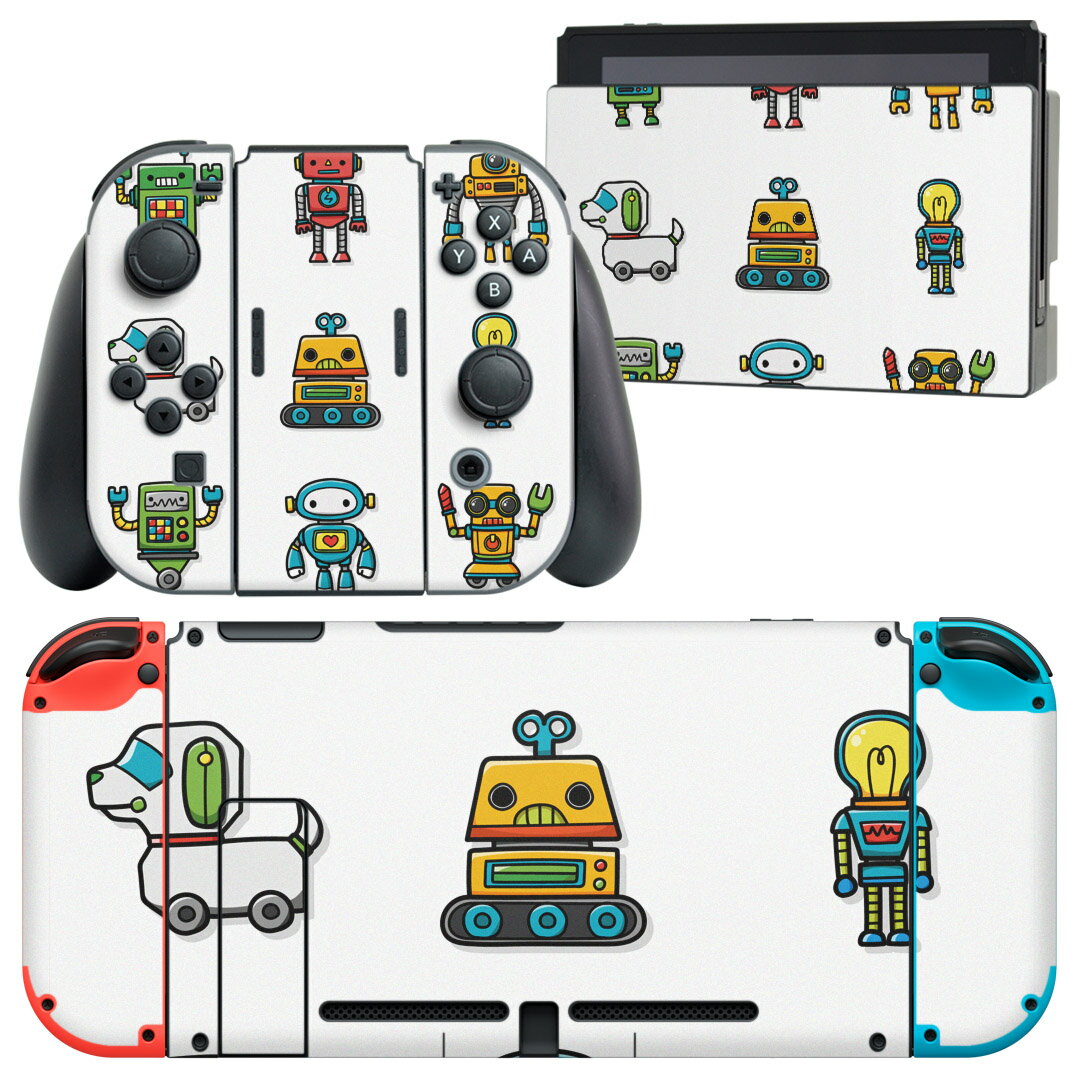 igsticker Nintendo Switch 用 デザインスキンシール 任天堂 ニンテンドー スイッチ 専用 本体ドック Joy-Con Joycon ジョイコン 専用 ゲーム機 カバー アクセサリー フィルム ステッカー 013563 ロボット　機械