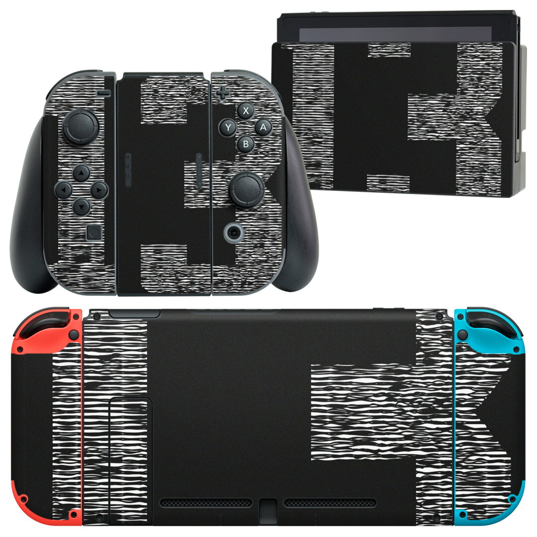 igsticker Nintendo Switch 用 デザインスキンシール 任天堂 ニンテンドー スイッチ 専用 本体ドック Joy-Con Joycon ジョイコン 専用 ゲーム機 カバー アクセサリー フィルム ステッカー 013612 文字 数字 ゼブラ風