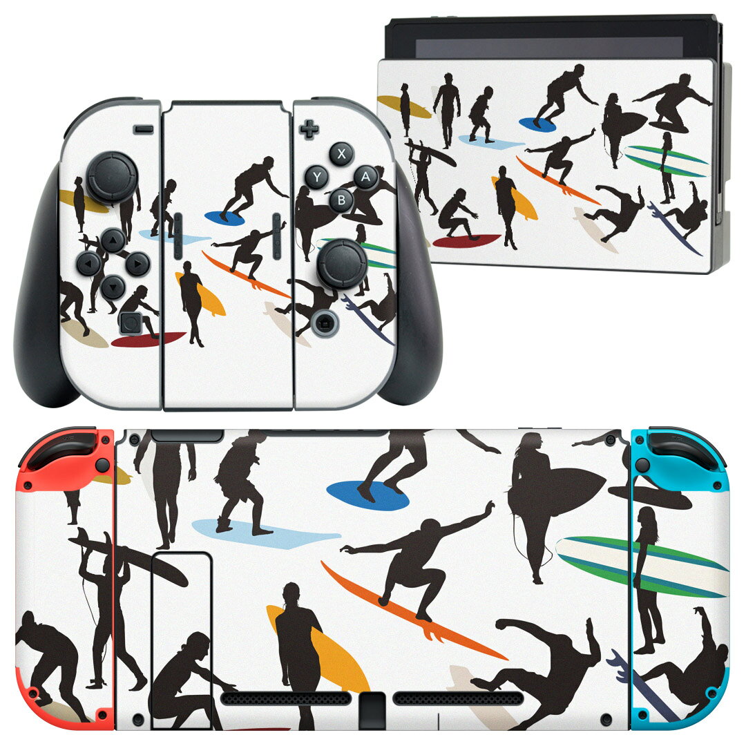 igsticker Nintendo Switch 用 デザインスキンシール 任天堂 ニンテンドー スイッチ 専用 本体ドック Joy-Con Joycon ジョイコン 専用 ゲーム機 カバー アクセサリー フィルム ステッカー 013749 サーフィン　スポーツ　人物