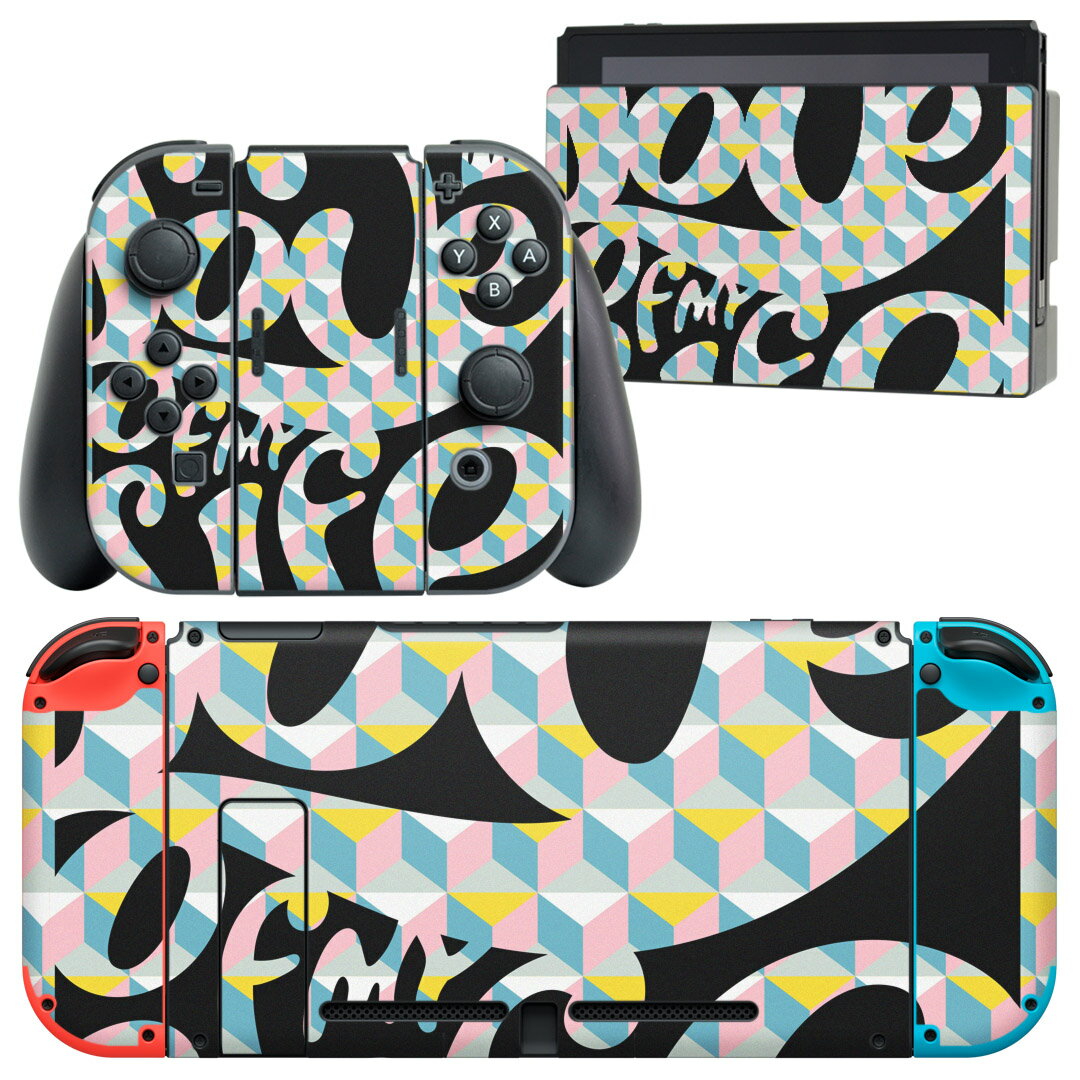 igsticker Nintendo Switch 用 デザインスキンシール 任天堂 ニンテンドー スイッチ 専用 本体ドック Joy-Con Joycon ジョイコン 専用 ゲーム機 カバー アクセサリー フィルム ステッカー 013846 英語　文字