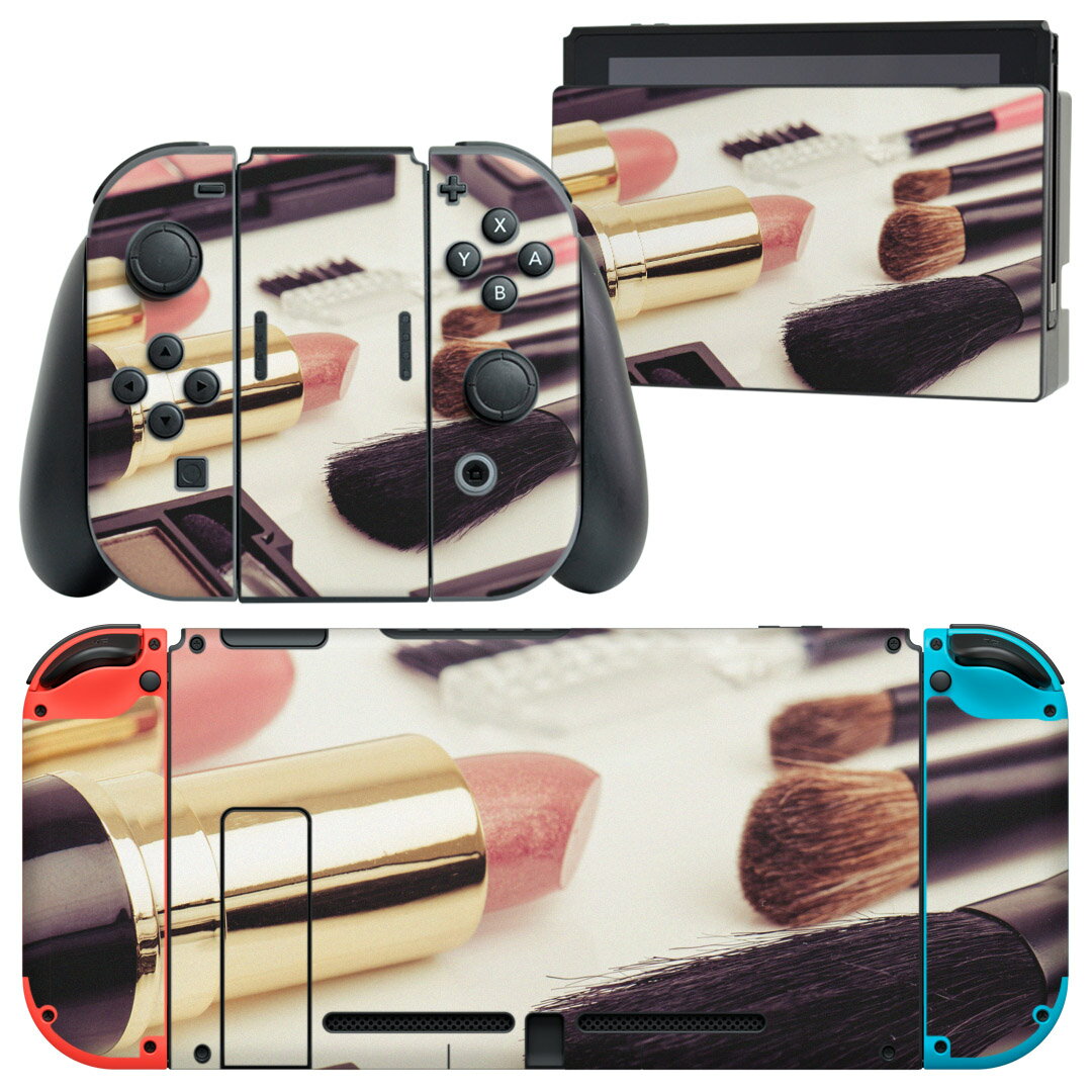 igsticker Nintendo Switch 用 デザインスキンシール 任天堂 ニンテンドー スイッチ 専用 本体ドック Joy-Con Joycon ジョイコン 専用 ゲーム機 カバー アクセサリー フィルム ステッカー 013931 メイク　おしゃれ　リップ