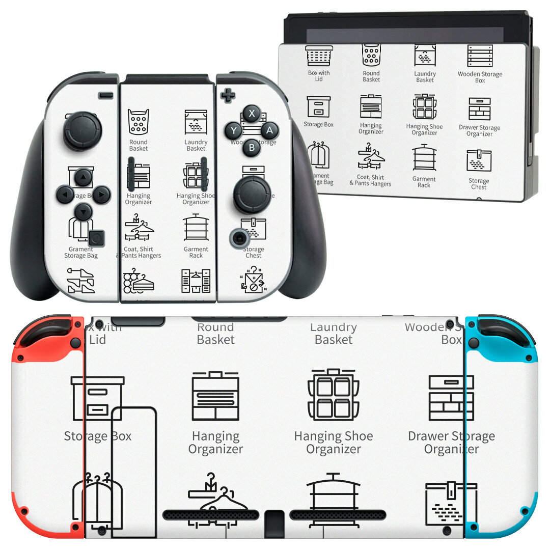 製品名 Nintendo Switch 本体裏面＆ドック正面＆ジョイコン専用 デザインスキンシール セット内容 Nintendo Switch 本体＆ドック＆ジョイコン用スキンシール（各1枚） ニンテンドースイッチ専用です。携帯機のSwitch LiteやProコンには対応していません。 商品特徴 再剥離性シートを素材に採用し、細かな位置調整がしやすく貼り直しが容易です。専用の業務プリンターを使い、商品画像と遜色のない美しい印刷仕上がり。 注意事項 画像はサンプルですので、ご覧の環境によっては多少色味に違いを感じる場合がございます。 イメージと違った、モニターと色味が異なるという理由での交換や返金はご対応出来かねます。スキンシールのみの販売で、ニンテンドースイッチ本体などは付属しません。シワができた場合、ドライヤーなどで軽く温め、外側に向けてシワを伸ばすように貼ってください。初回貼付時の位置調整や貼り直しは可能ですが、しっかりと押し付けて接着させた後の再剥離、再利用は保証しておりません。また接着部に油分や汚れが付着しますと角の部分は剥がれやすくなりますので、貼付時はあまり触れないようにご注意ください。無地のセミグロスシートにデザインをプリントした商品で、デコなどの加工はございません。 凹凸や光沢があるように見えたり布地や金属を素材にしたように見える商品もありますが、デザインの図版によるものです。印刷時に微妙な画像のズレが生じる場合がございます。ご注文後に1点1点制作する受注生産品の為、不良品以外のご返品や交換は固くお断りします。当店における繰り返しの実機テストでは問題ありませんでしたが、経過年数や使用環境により、シールを剥がす際に本体の塗装が一部剥がれる可能性があります。恐れ入りますが、万が一そのような状況になった場合でも当店ではゲーム機本体の保証は出来かねますので、予めご理解の上お求めください。 商品発送 完全受注生産のハンドメイド商品となりますので、既製品と比べて発送までお時間を頂いています。 基本的に決済確認後2?3営業日、最大で10営業日での発送となります。繁忙期や休業日明けの場合はさらに時間がかかる場合があります。 その際には別途メールにてご連絡致します。メール便の場合、発送日から到着までに2?4日ほどかかる場合が多く、紛失などの保障もご対応できかねます。あらかじめご了承下さい。
