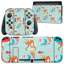igsticker Nintendo Switch 用 デザインスキンシール 任天堂 ニンテンドー スイッチ 専用 本体ドック Joy-Con Joycon ジョイコン 専用 ゲーム機 カバー アクセサリー フィルム ステッカー 013990 人魚 海 ヒトデ(2)