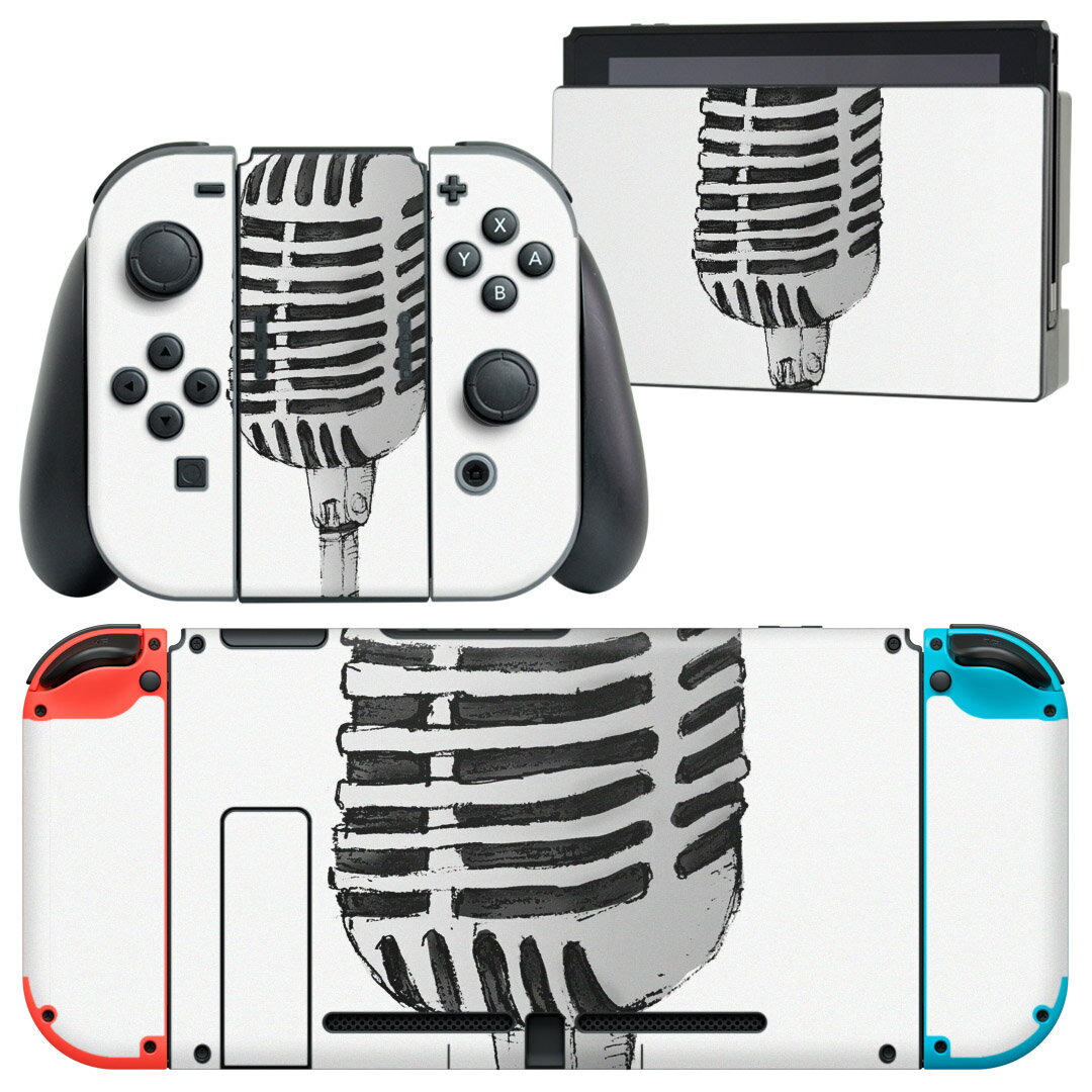 igsticker Nintendo Switch 用 デザインスキンシール 任天堂 ニンテンドー スイッチ 専用 本体ドック Joy-Con Joycon ジョイコン 専用 ゲーム機 カバー アクセサリー フィルム ステッカー 014110 マイク 音楽 ミュージック