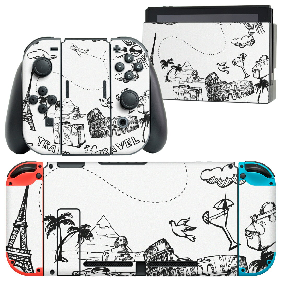 igsticker Nintendo Switch 用 デザインスキンシール 任天堂 ニンテンドー スイッチ 専用 本体ドック Joy-Con Joycon ジョイコン 専用 ゲーム機 カバー アクセサリー フィルム ステッカー 014227 旅行　風景　トラベル