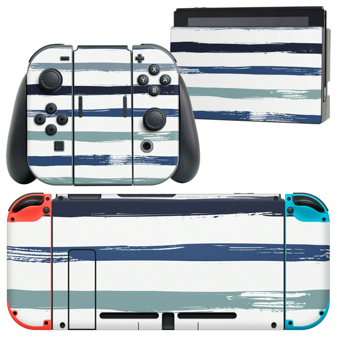 製品名 Nintendo Switch 本体裏面＆ドック正面＆ジョイコン専用 デザインスキンシール セット内容 Nintendo Switch 本体＆ドック＆ジョイコン用スキンシール（各1枚） ニンテンドースイッチ専用です。携帯機のSwitch LiteやProコンには対応していません。 商品特徴 再剥離性シートを素材に採用し、細かな位置調整がしやすく貼り直しが容易です。専用の業務プリンターを使い、商品画像と遜色のない美しい印刷仕上がり。 注意事項 画像はサンプルですので、ご覧の環境によっては多少色味に違いを感じる場合がございます。 イメージと違った、モニターと色味が異なるという理由での交換や返金はご対応出来かねます。スキンシールのみの販売で、ニンテンドースイッチ本体などは付属しません。シワができた場合、ドライヤーなどで軽く温め、外側に向けてシワを伸ばすように貼ってください。初回貼付時の位置調整や貼り直しは可能ですが、しっかりと押し付けて接着させた後の再剥離、再利用は保証しておりません。また接着部に油分や汚れが付着しますと角の部分は剥がれやすくなりますので、貼付時はあまり触れないようにご注意ください。無地のセミグロスシートにデザインをプリントした商品で、デコなどの加工はございません。 凹凸や光沢があるように見えたり布地や金属を素材にしたように見える商品もありますが、デザインの図版によるものです。印刷時に微妙な画像のズレが生じる場合がございます。ご注文後に1点1点制作する受注生産品の為、不良品以外のご返品や交換は固くお断りします。当店における繰り返しの実機テストでは問題ありませんでしたが、経過年数や使用環境により、シールを剥がす際に本体の塗装が一部剥がれる可能性があります。恐れ入りますが、万が一そのような状況になった場合でも当店ではゲーム機本体の保証は出来かねますので、予めご理解の上お求めください。 商品発送 完全受注生産のハンドメイド商品となりますので、既製品と比べて発送までお時間を頂いています。 基本的に決済確認後2?3営業日、最大で10営業日での発送となります。繁忙期や休業日明けの場合はさらに時間がかかる場合があります。 その際には別途メールにてご連絡致します。メール便の場合、発送日から到着までに2?4日ほどかかる場合が多く、紛失などの保障もご対応できかねます。あらかじめご了承下さい。