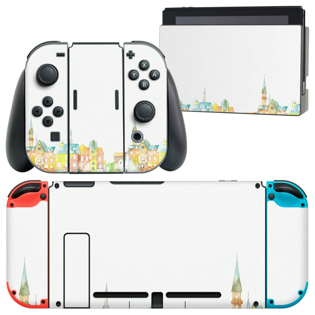 igsticker Nintendo Switch 用 デザインスキンシール 任天堂 ニンテンドー スイッチ 専用 本体ドック Joy-Con Joycon ジョイコン 専用 ゲーム機 カバー アクセサリー フィルム ステッカー 014273 風景　景色　カラフル