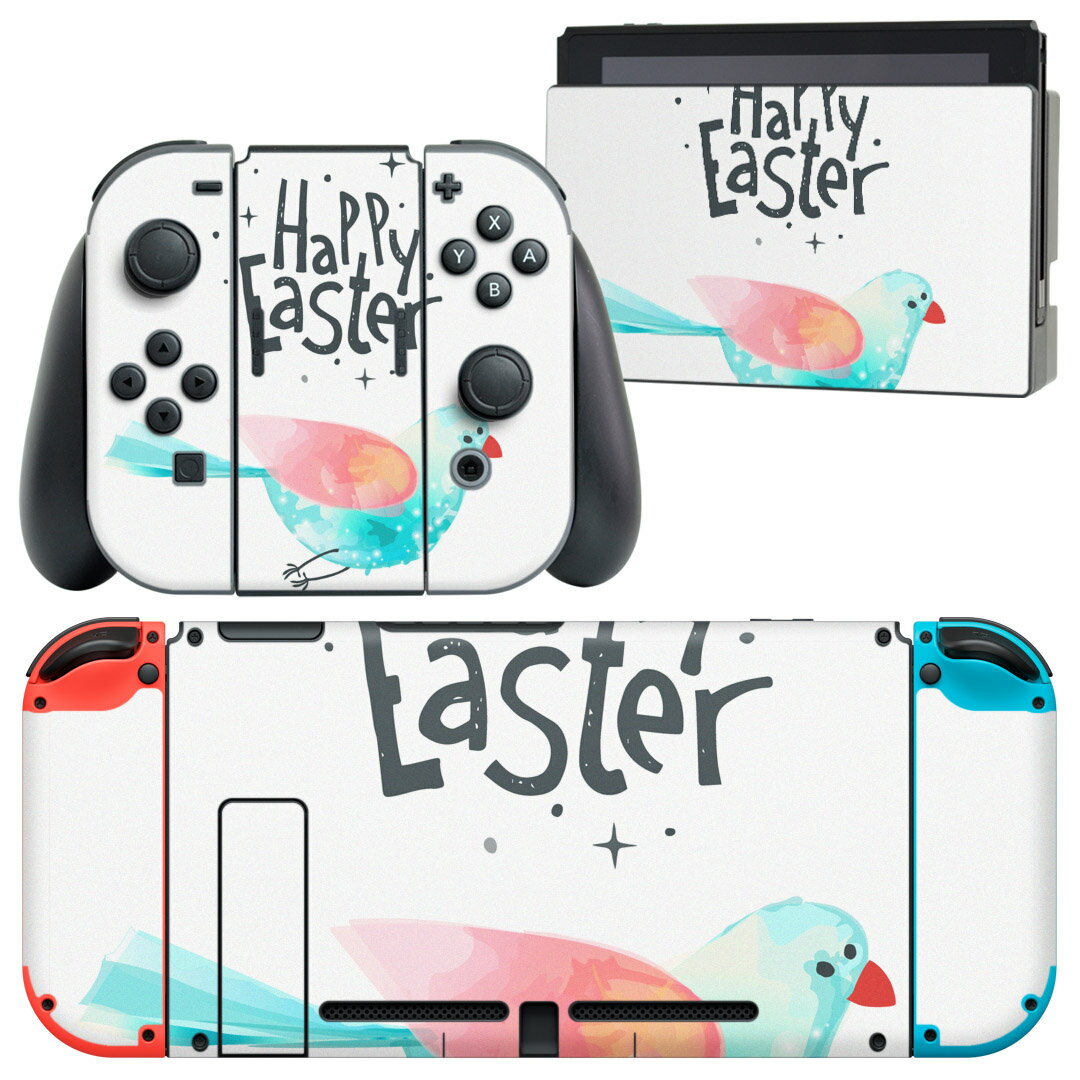igsticker Nintendo Switch 用 デザインスキンシール 任天堂 ニンテンドー スイッチ 専用 本体ドック Joy-Con Joycon ジョイコン 専用 ゲーム機 カバー アクセサリー フィルム ステッカー 014302 イースター　鳥　動物