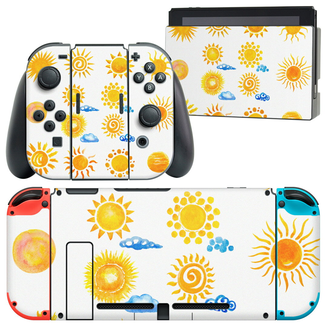 igsticker Nintendo Switch 用 デザインスキンシール 任天堂 ニンテンドー スイッチ 専用 本体ドック Joy-Con Joycon ジョイコン 専用 ゲーム機 カバー アクセサリー フィルム ステッカー 014382 太陽　天気