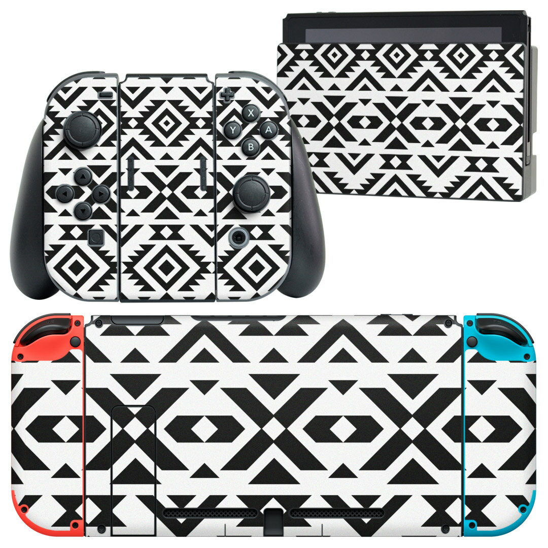 igsticker Nintendo Switch 用 デザインスキンシール 任天堂 ニンテンドー スイッチ 専用 本体ドック Joy-Con Joycon ジョイコン 専用 ゲーム機 カバー アクセサリー フィルム ステッカー 014497 ネイティブ柄　模様