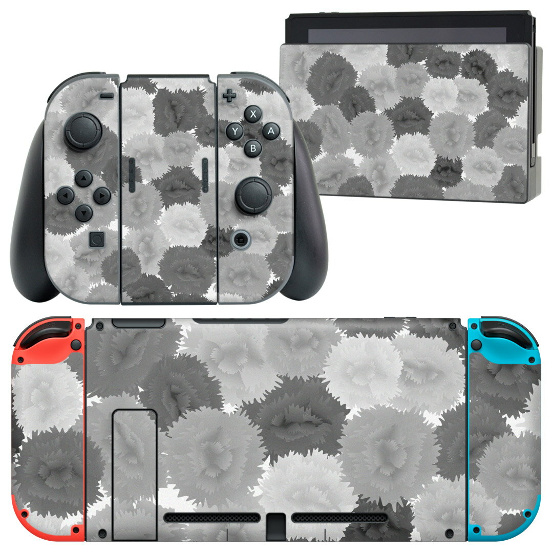 igsticker Nintendo Switch 用 デザインスキンシール 任天堂 ニンテンドー スイッチ 専用 本体ドック Joy-Con Joycon ジョイコン 専用 ゲーム機 カバー アクセサリー フィルム ステッカー 014523 花　　赤