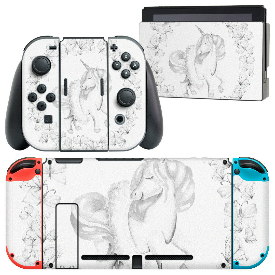 製品名 Nintendo Switch 本体裏面＆ドック正面＆ジョイコン専用 デザインスキンシール セット内容 Nintendo Switch 本体＆ドック＆ジョイコン用スキンシール（各1枚） ニンテンドースイッチ専用です。携帯機のSwitch LiteやProコンには対応していません。 商品特徴 再剥離性シートを素材に採用し、細かな位置調整がしやすく貼り直しが容易です。専用の業務プリンターを使い、商品画像と遜色のない美しい印刷仕上がり。 注意事項 画像はサンプルですので、ご覧の環境によっては多少色味に違いを感じる場合がございます。 イメージと違った、モニターと色味が異なるという理由での交換や返金はご対応出来かねます。スキンシールのみの販売で、ニンテンドースイッチ本体などは付属しません。シワができた場合、ドライヤーなどで軽く温め、外側に向けてシワを伸ばすように貼ってください。初回貼付時の位置調整や貼り直しは可能ですが、しっかりと押し付けて接着させた後の再剥離、再利用は保証しておりません。また接着部に油分や汚れが付着しますと角の部分は剥がれやすくなりますので、貼付時はあまり触れないようにご注意ください。無地のセミグロスシートにデザインをプリントした商品で、デコなどの加工はございません。 凹凸や光沢があるように見えたり布地や金属を素材にしたように見える商品もありますが、デザインの図版によるものです。印刷時に微妙な画像のズレが生じる場合がございます。ご注文後に1点1点制作する受注生産品の為、不良品以外のご返品や交換は固くお断りします。当店における繰り返しの実機テストでは問題ありませんでしたが、経過年数や使用環境により、シールを剥がす際に本体の塗装が一部剥がれる可能性があります。恐れ入りますが、万が一そのような状況になった場合でも当店ではゲーム機本体の保証は出来かねますので、予めご理解の上お求めください。 商品発送 完全受注生産のハンドメイド商品となりますので、既製品と比べて発送までお時間を頂いています。 基本的に決済確認後2?3営業日、最大で10営業日での発送となります。繁忙期や休業日明けの場合はさらに時間がかかる場合があります。 その際には別途メールにてご連絡致します。メール便の場合、発送日から到着までに2?4日ほどかかる場合が多く、紛失などの保障もご対応できかねます。あらかじめご了承下さい。