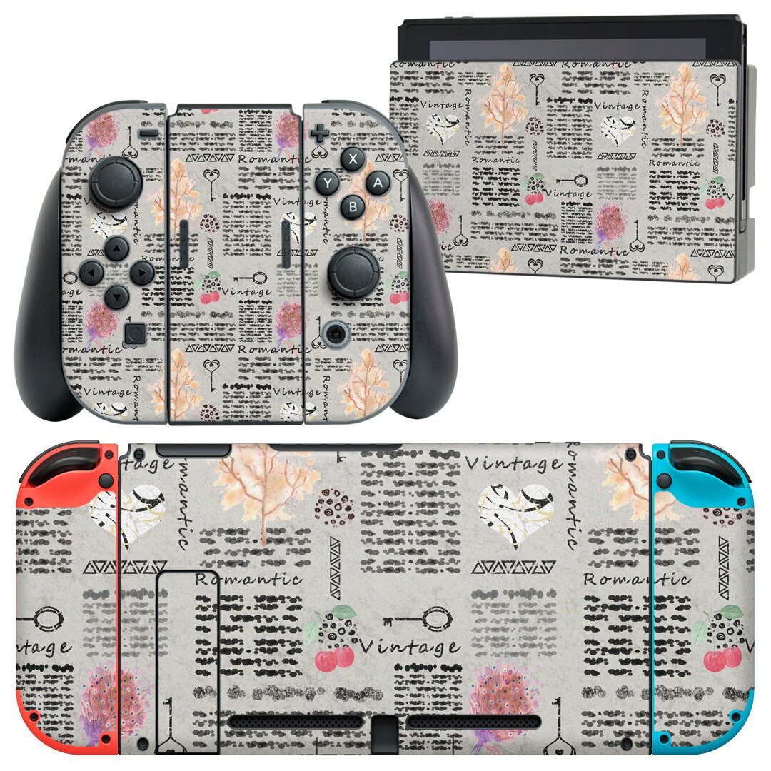 製品名 Nintendo Switch 本体裏面＆ドック正面＆ジョイコン専用 デザインスキンシール セット内容 Nintendo Switch 本体＆ドック＆ジョイコン用スキンシール（各1枚） ニンテンドースイッチ専用です。携帯機のSwitch LiteやProコンには対応していません。 商品特徴 再剥離性シートを素材に採用し、細かな位置調整がしやすく貼り直しが容易です。専用の業務プリンターを使い、商品画像と遜色のない美しい印刷仕上がり。 注意事項 画像はサンプルですので、ご覧の環境によっては多少色味に違いを感じる場合がございます。 イメージと違った、モニターと色味が異なるという理由での交換や返金はご対応出来かねます。スキンシールのみの販売で、ニンテンドースイッチ本体などは付属しません。シワができた場合、ドライヤーなどで軽く温め、外側に向けてシワを伸ばすように貼ってください。初回貼付時の位置調整や貼り直しは可能ですが、しっかりと押し付けて接着させた後の再剥離、再利用は保証しておりません。また接着部に油分や汚れが付着しますと角の部分は剥がれやすくなりますので、貼付時はあまり触れないようにご注意ください。無地のセミグロスシートにデザインをプリントした商品で、デコなどの加工はございません。 凹凸や光沢があるように見えたり布地や金属を素材にしたように見える商品もありますが、デザインの図版によるものです。印刷時に微妙な画像のズレが生じる場合がございます。ご注文後に1点1点制作する受注生産品の為、不良品以外のご返品や交換は固くお断りします。当店における繰り返しの実機テストでは問題ありませんでしたが、経過年数や使用環境により、シールを剥がす際に本体の塗装が一部剥がれる可能性があります。恐れ入りますが、万が一そのような状況になった場合でも当店ではゲーム機本体の保証は出来かねますので、予めご理解の上お求めください。 商品発送 完全受注生産のハンドメイド商品となりますので、既製品と比べて発送までお時間を頂いています。 基本的に決済確認後2?3営業日、最大で10営業日での発送となります。繁忙期や休業日明けの場合はさらに時間がかかる場合があります。 その際には別途メールにてご連絡致します。メール便の場合、発送日から到着までに2?4日ほどかかる場合が多く、紛失などの保障もご対応できかねます。あらかじめご了承下さい。