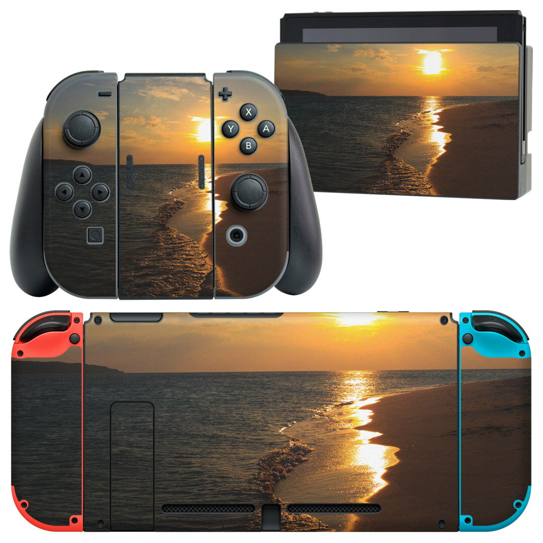 igsticker Nintendo Switch 用 デザインスキンシール 任天堂 ニンテンドー スイッチ 専用 本体ドック Joy-Con Joycon ジョイコン 専用 ゲーム機 カバー アクセサリー フィルム ステッカー 014558 海　浜辺　写真