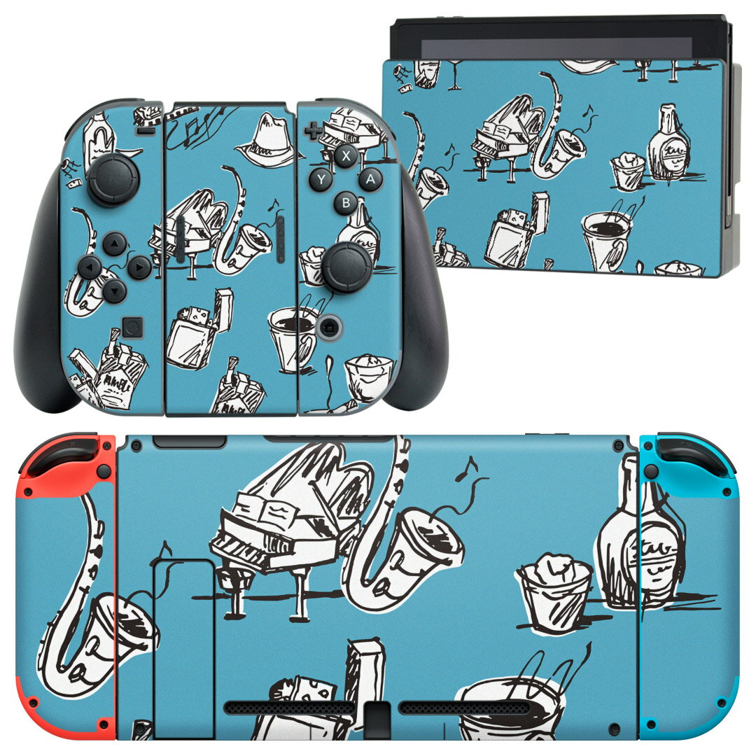 igsticker Nintendo Switch 用 デザインスキンシール 任天堂 ニンテンドー スイッチ 専用 本体ドック Joy-Con Joycon ジョイコン 専用 ゲーム機 カバー アクセサリー フィルム ステッカー 014641 音楽　楽器　バー