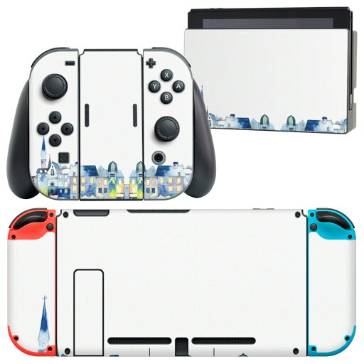igsticker Nintendo Switch 用 デザインスキンシール 任天堂 ニンテンドー スイッチ 専用 本体ドック Joy-Con Joycon ジョイコン 専用 ゲーム機 カバー アクセサリー フィルム ステッカー 014656 風景 景色 カラフル
