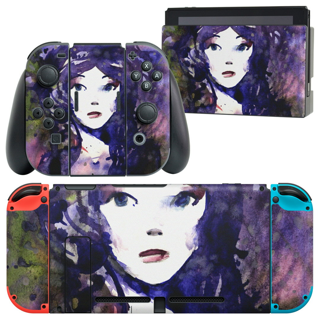 igsticker Nintendo Switch 用 デザインスキンシール 任天堂 ニンテンドー スイッチ 専用 本体ドック Joy-Con Joycon ジョイコン 専用 ゲーム機 カバー アクセサリー フィルム ステッカー 014717 人物　色彩