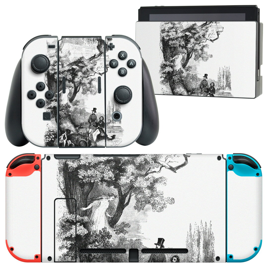 igsticker Nintendo Switch 用 デザインスキンシール 任天堂 ニンテンドー スイッチ 専用 本体ドック Joy-Con Joycon ジョイコン 専用 ゲーム機 カバー アクセサリー フィルム ステッカー 014731 レトロ 風景 イラスト